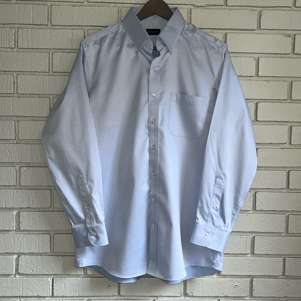 Proper Cloth Non-Iron Stretch Supima Light Blue Twill Dress Shirt - Custom Size - Picture 2 of 9